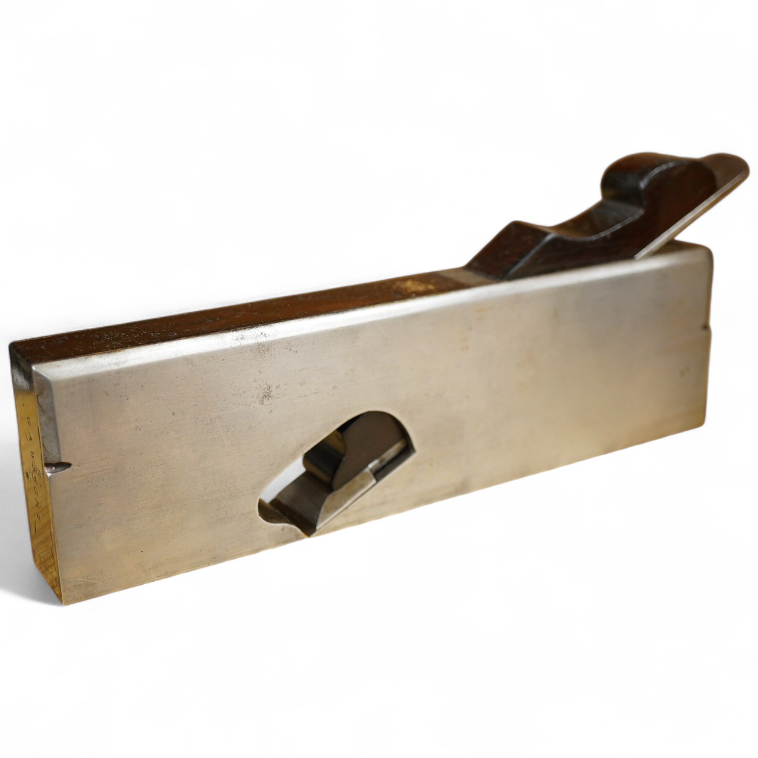 A Spiers steel shoulder plane with rosewood infill and wedge, 1 1/8”, stamped ‘Spiers Ayr’ to the plane, with owner’s name stamped four times to the infill, the iron is stamped ‘Ward’